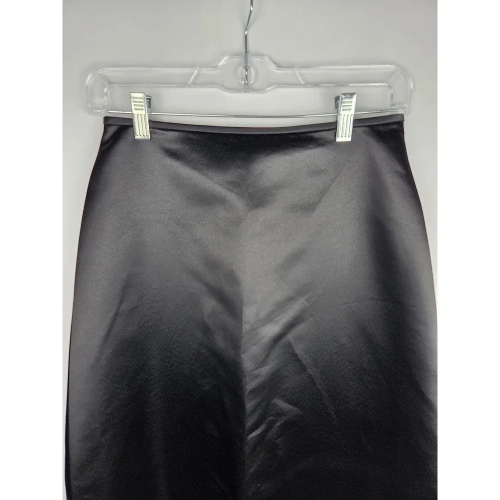 Jessica McClintock Gunne Sax Maxi Skirt 6‎ Black Satin Whimsigoth Vintage EUC!